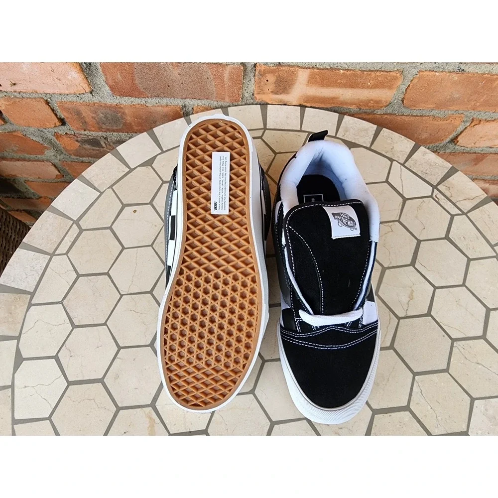 Sz 10 Vans Mega Check Knu Skool Skate Sneakers Mens Black White Checkerboard
